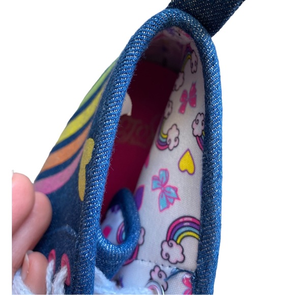 JoJo Siwa High Top Rainbow Denim Sneakers with Bow Size 1 Nickelodeon Girls - Picture 6 of 9